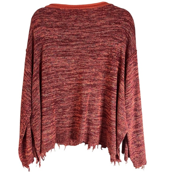 Free People Prism Space Dye Oversized Sweater Cotton Linen Blend Coral Hues Sz S - Picture 4 of 12